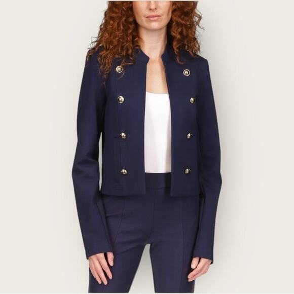 NWT | Michael Kors | Women's Band-Collar Cropped Jacket | Midnight Blue | Small - Picture 1 of 16